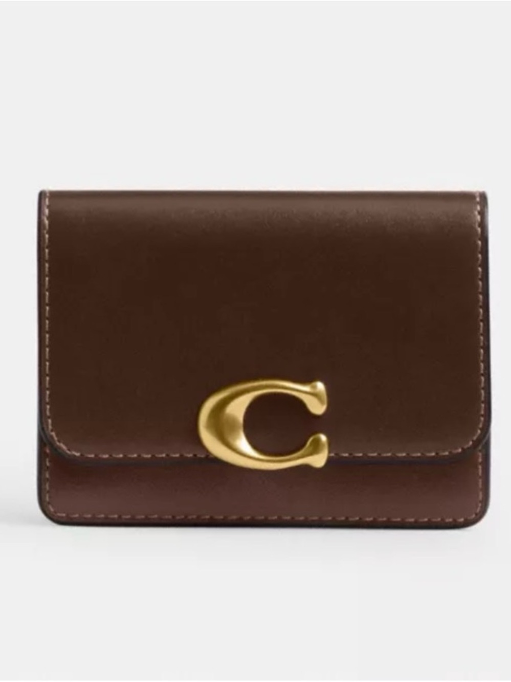 🤎Coach NWT Maple Brown Leather Bandit Credit Card Wallet with Brass Hardware